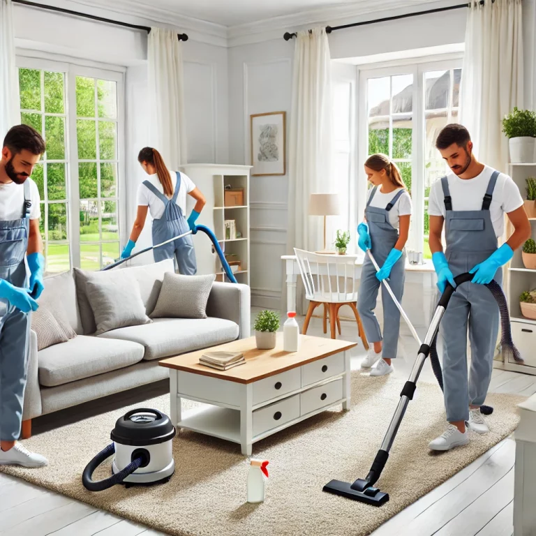 cleaning crew cleans room